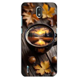 Чехол с уникальным дизайном «Осень с кофе» для Nokia 1.3 (Темный кофе)