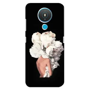 Чехлы (ART) Цветы на Nokia 1.4 (VPrint) (Белые цветы)