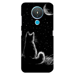 Чехол с принтом для Nokia 1.4 (AlphaPrint) Модные коты (Котик и луна)