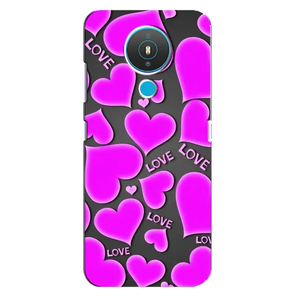 Чехол с принтом «Pink hearts» для Nokia 1.4