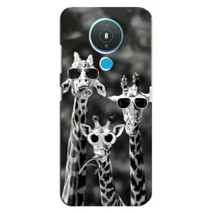Силиконовый чехол с КАРТИНКАМИ лето для Nokia 1.4 (AlphaPrint) (Жирафы в очках)