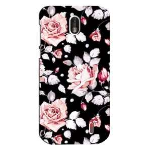 Чохли з квітами для Nokia 1 (VPrint) (Квіти на чорному)