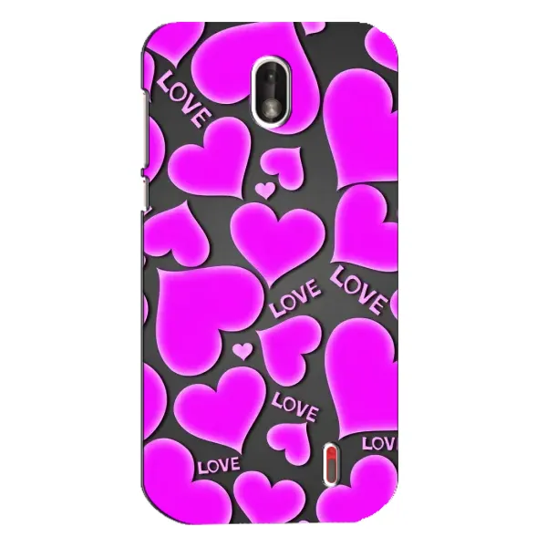 Чохол з принтом «Pink hearts» для Nokia 1