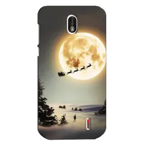 Новорічні, Святкові Чохли для Nokia 1 - 2024 год (Санта на місяці)