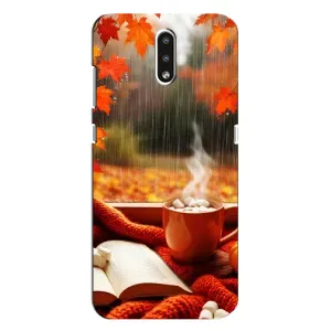 Чехол с уникальным дизайном «Осень с кофе» для Nokia 2.3 (Кофе и дождь)