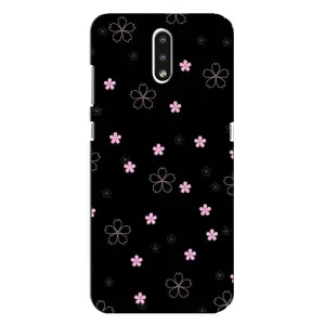 Чехол с розовым рисунком для Nokia 2.3 (Розовые цветы на черном)