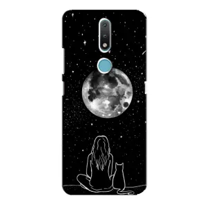 Чехол с рисунком кот на Nokia 2.4 (Девушка с котом)