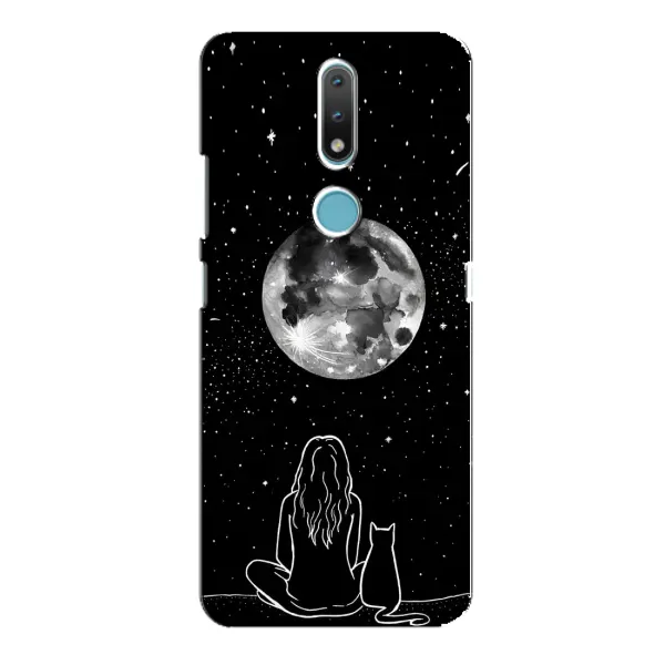 Чехол с принтом «Девушка с котом» для Nokia 2.4