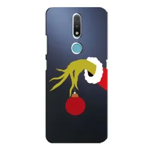 Зимні Чохли для Нокія 2.4 - прозорий фон (Грінч з іграшкою)
