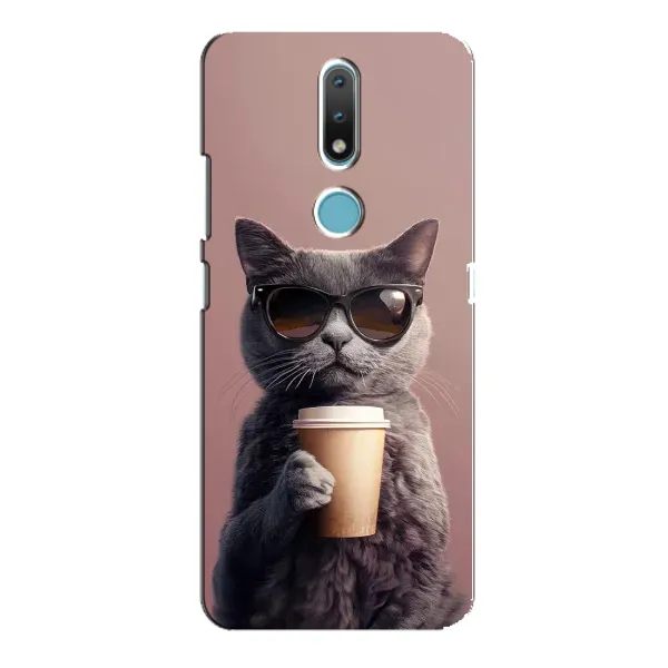 Чехол с принтом «Кот с кофе» для Nokia 2.4