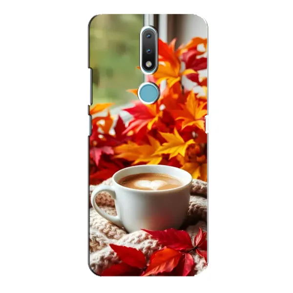 Чехол с принтом «Кофе и листья» для Nokia 2.4
