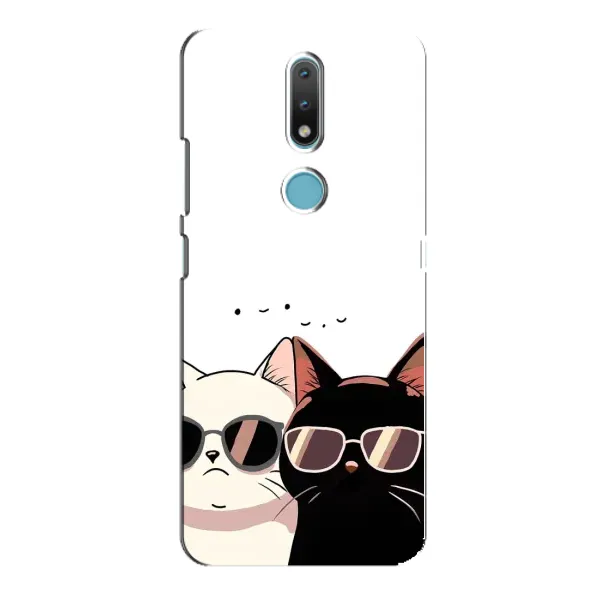 Чехол с принтом «Коты в очках» для Nokia 2.4