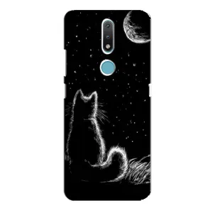Чохол з принтом для Nokia 2.4 (AlphaPrint) Модні коти (Котик і місяць)