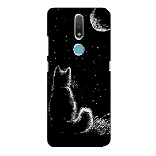 Чехол с принтом «Котик и луна» для Nokia 2.4