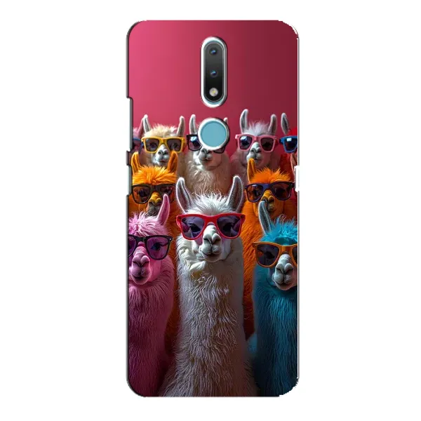 Чехол с принтом «Ламы в очках» для Nokia 2.4