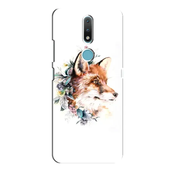 Чехол с принтом «Лисичка в цветочках» для Nokia 2.4