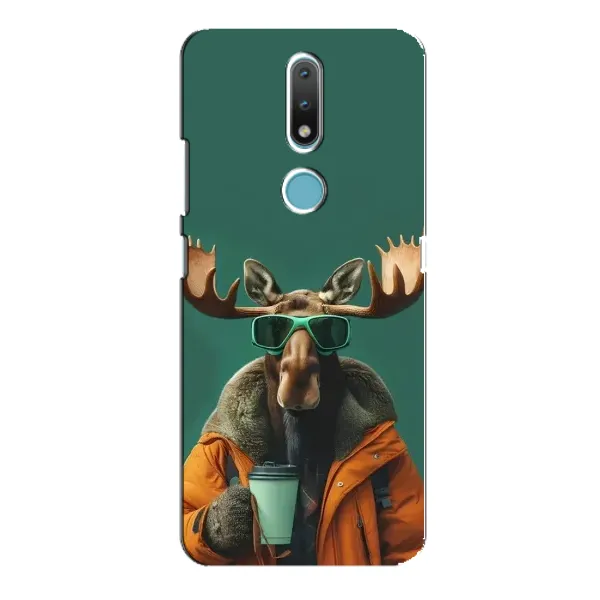 Чехол с принтом «Лось с кофе» для Nokia 2.4