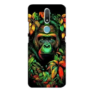 Чохол з Мавпами Nokia 2.4 - (AlphaPrint) (Мавпа в квітах)