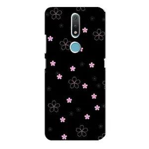 Чохол з розовим принтом для Nokia 2.4 (Рожеві квіти на чорному)