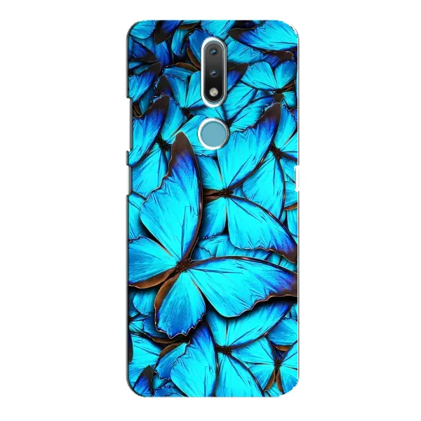 Чехол с принтом «Синие бабочки» для Nokia 2.4