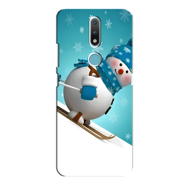 Чохол з принтом «Сніговик на лижах» для Nokia 2.4