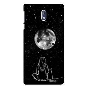 Чохол з принтом «Дівчина з котом» для Nokia 3.1