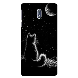 Чохол з принтом для Nokia 3.1 (AlphaPrint) Модні коти (Котик і місяць)