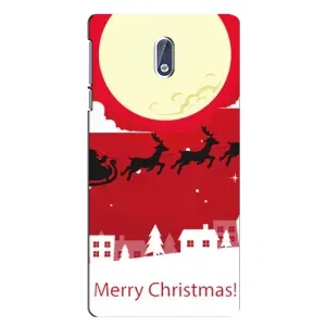 Рождественские Чехлы для Nokia 3.1 (VPrint) (Санта с оленями)