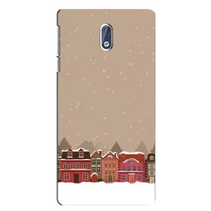 Новогодние, Праздничные Чехлы для Nokia 3.1 - 2024 год (Зимний город)
