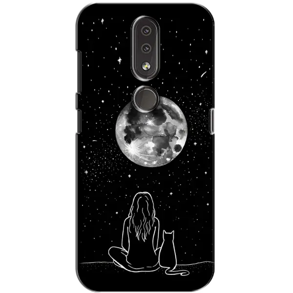 Чохол з принтом «Дівчина з котом» для Nokia 4.2