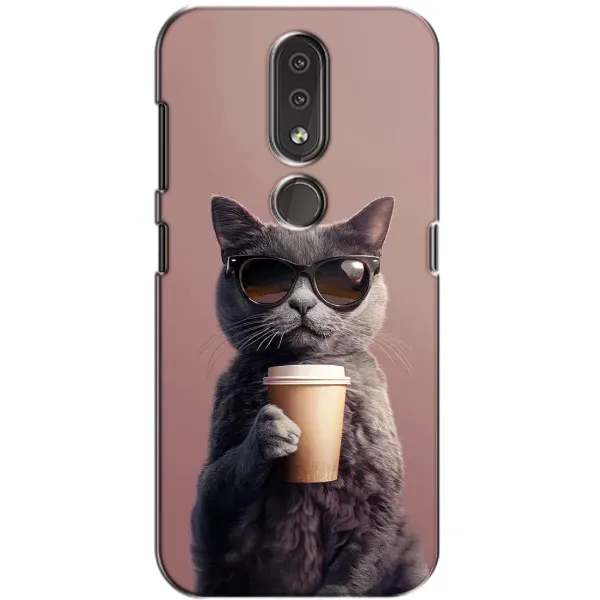 Чохол з принтом «Кіт з кавою» для Nokia 4.2