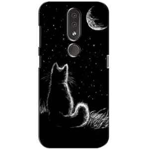 Чохол з принтом для Nokia 4.2 (AlphaPrint) Модні коти (Котик і місяць)