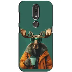 Чохол з принтом «Лось з кавою» для Nokia 4.2