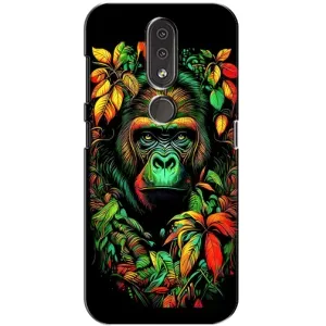 Чохол з Мавпами Nokia 4.2 - (AlphaPrint) (Мавпа в квітах)