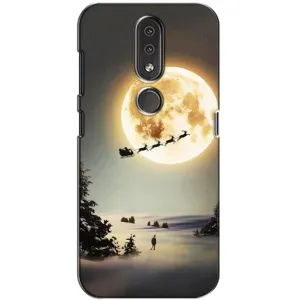 Новорічні, Святкові Чохли для Nokia 4.2 - 2024 год (Санта на місяці)