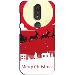 Рождественские Чехлы для Nokia 4.2 (VPrint) (Санта с оленями)