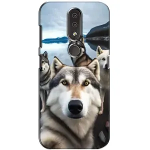 Чехол с Хаски для Nokia 4.2 - (AlphaPrint) (Селфи ХАски)