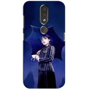 Чехлы Венсдей на Nokia 4.2 Уэнсдей (AlphaPrint) (Уэнздей с зонтом)