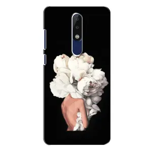 Чехлы (ART) Цветы на Nokia 5.1 Plus (X5) (VPrint) (Белые цветы)