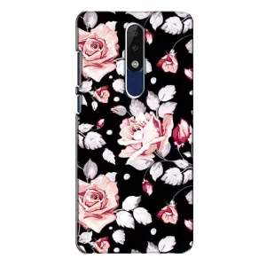 Чехлы с Цветами для Nokia 5.1 Plus (X5) (VPrint) (Цветочки на черном)