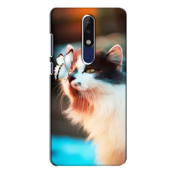 Чохол з принтом «Котик з метеликом» для Nokia 5.1 Plus (X5)