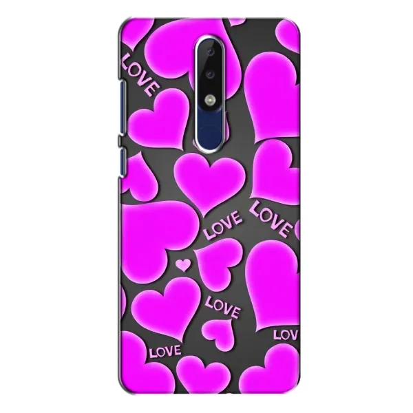 Чохол з принтом «Pink hearts» для Nokia 5.1 Plus (X5)