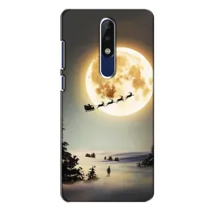 Новогодние, Праздничные Чехлы для Nokia 5.1 Plus (X5) - 2024 год (Санта на луне)