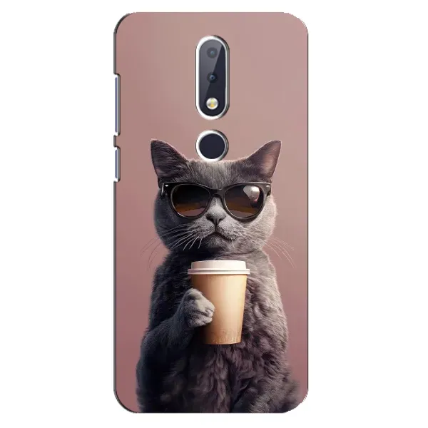 Чехол с принтом «Кот с кофе» для Nokia 6.1 Plus