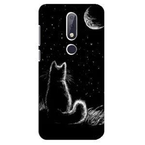 Чохол з принтом для Nokia 6.1 Plus (AlphaPrint) Модні коти (Котик і місяць)