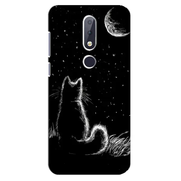Чохол з принтом «Котик і місяць» для Nokia 6.1 Plus