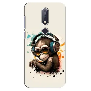 Чохол з Мавпами Nokia 6.1 Plus - (AlphaPrint) (Макака в навушниках)