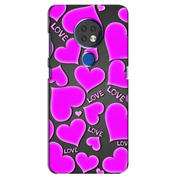 Чохол з принтом «Pink hearts» для Nokia 6.2 (2019)