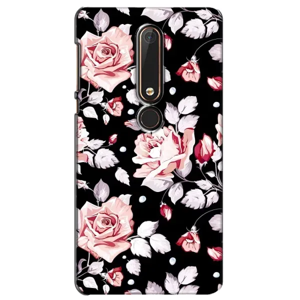 Чохол з принтом «Квіти на чорному» для Nokia 6 2018