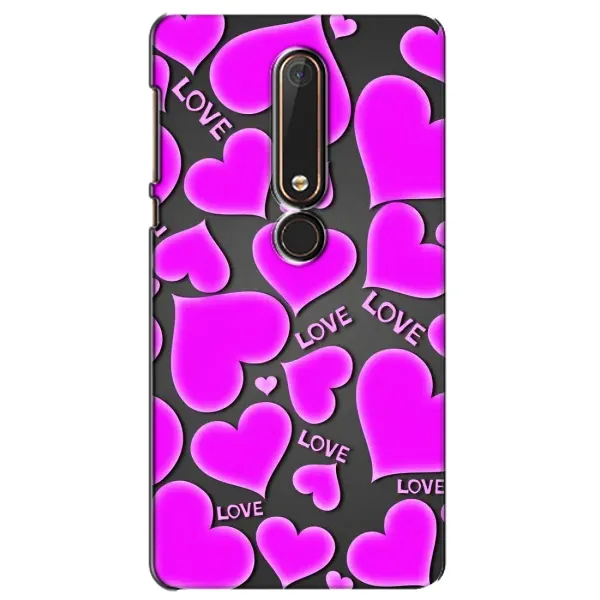 Чехол с принтом «Pink hearts» для Nokia 6 2018 Чехол с принтом «Pink hearts» для Nokia 6 2018